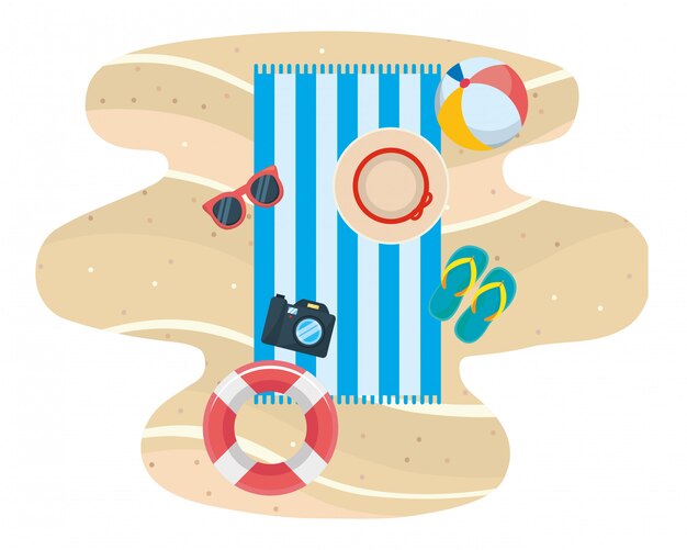 Vector conjunto de iconos de verano y vacaciones