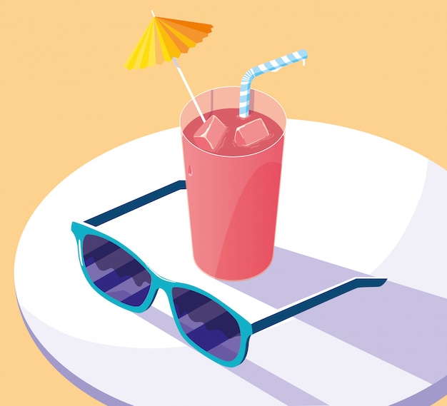 Vector conjunto de iconos de verano y vacaciones