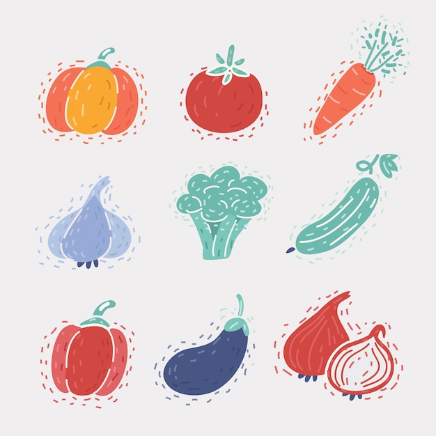 Conjunto de iconos de verduras