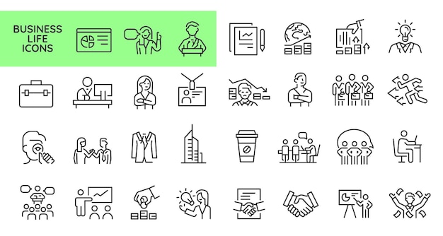 Conjunto de iconos de la vida empresarial
