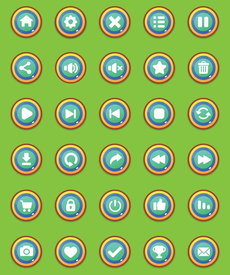 Vector un conjunto de íconos para un videojuego llamado la aplicación.