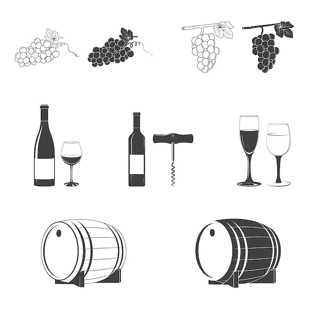 Conjunto de iconos de vino