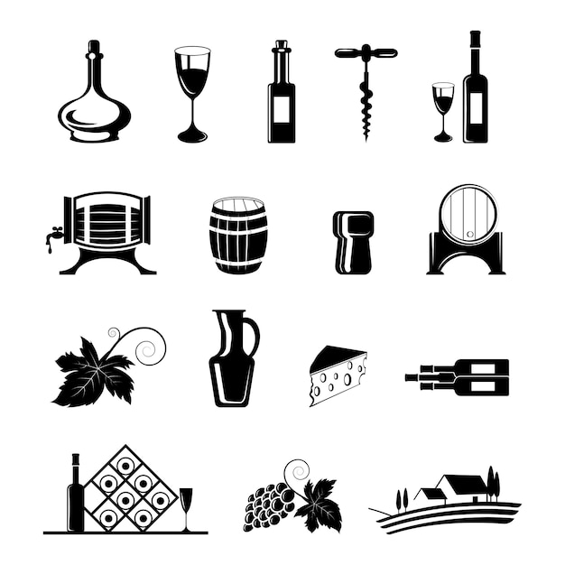 Vector conjunto de iconos de vino