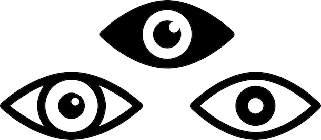 Conjunto de iconos de visión de los ojos escaneo de la retina Iconos de líneas delgadas ilustraciones vectoriales planas Isolados en whit