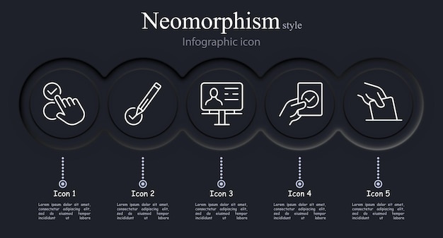 Conjunto de iconos de votación Monitor lápiz candidato cursor ratón marca de comprobación Estilo de neomorfismo Icono de línea vectorial para negocios y publicidad