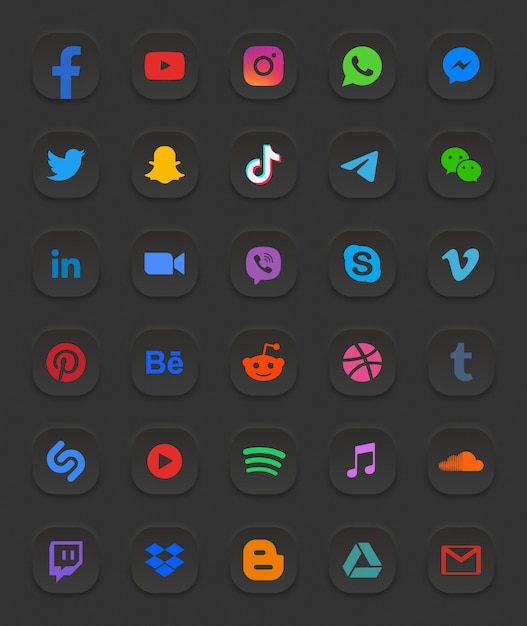 Vector conjunto de iconos de web 3d moderno de redes sociales