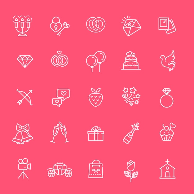 Conjunto de iconos web para la boda
