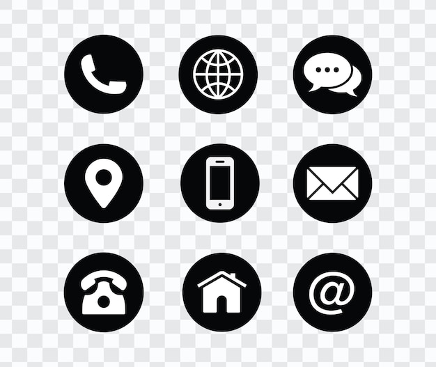 Conjunto de íconos de la web Botones de la web Iconos de contacto del sitio web Vector Icones de contactos