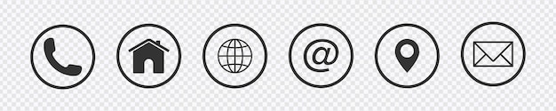 Conjunto de iconos de la web Conjunto del icono del sitio web Contacto como icono plano Icones de estilo sólido aislados Conjunto De iconos de tarjetas de visita