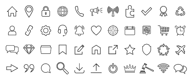 Conjunto de iconos de la web Dirección de correo electrónico de casa Mundo mensaje de chat Correo electrónico Información telefónica Apoyo a la búsqueda Iconos de sitio web Contacto y web Icones de sitio web Vector de icono de conjunto
