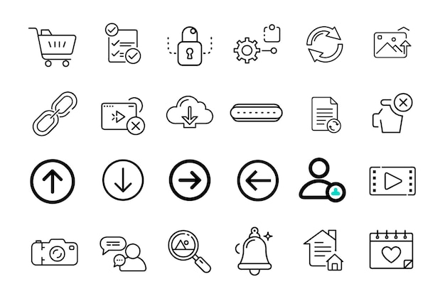 conjunto de iconos web diseño iconos web en estilo de línea icono web y móvil