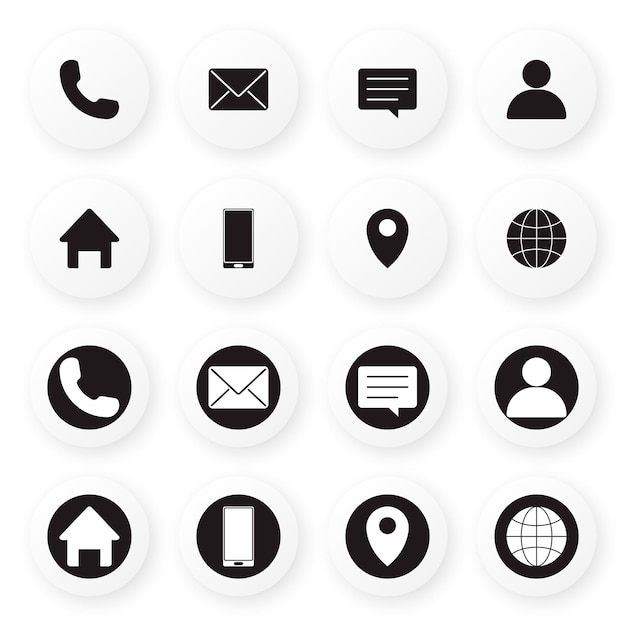 Vector conjunto de iconos de la web iconos de información de contacto para tarjetas de visita conjunto de iconos de contacto