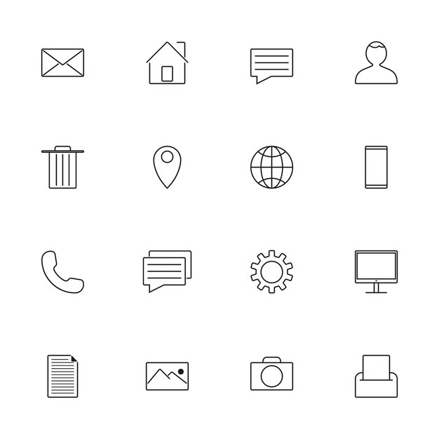 Conjunto de iconos de la web Iconos de información de contacto para tarjetas de visita Conjunto De iconos de contacto