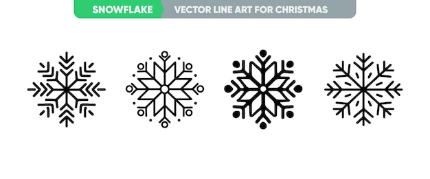 Conjunto de iconos web de línea delgada mínima copo de nieve ilustración vectorial de contorno simple para Navidad y Nuevo año