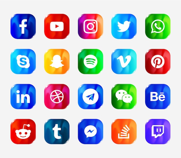 Vector conjunto de iconos de web moderna de redes sociales