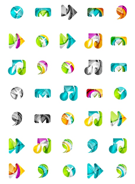 Conjunto de iconos web universales abstractos conceptos de logotipo empresarial limpio diseño geométrico moderno