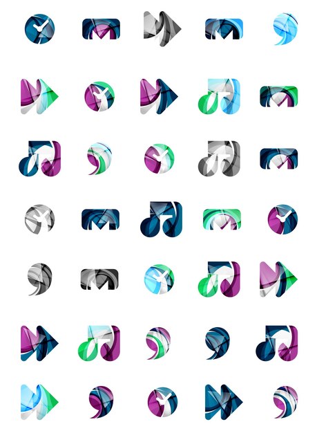 Conjunto de iconos web universales abstractos conceptos de logotipo empresarial limpio diseño geométrico moderno