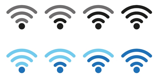 Conjunto de iconos wifi con nivel de señal. Adecuado para elementos de diseño de teléfonos inteligentes. ilustración vectorial