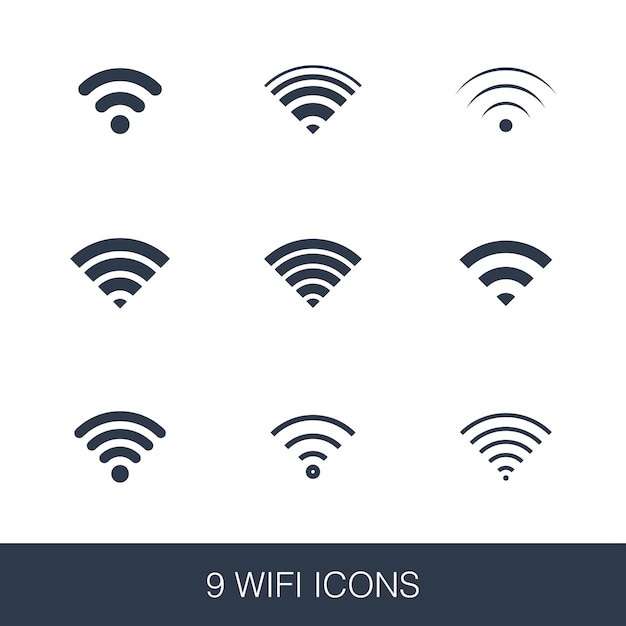 Conjunto de iconos de wifi. Signos de glifo de diseño simple. Plantilla de símbolo de wifi. Icono de estilo universal, se puede utilizar para la interfaz de usuario web y móvil