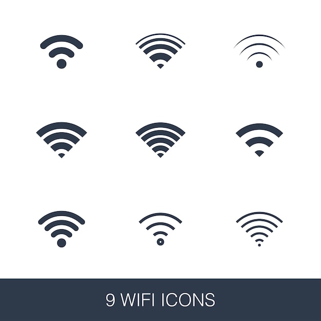 Conjunto de iconos de wifi. signos de glifo de diseño simple. plantilla de símbolo de wifi. icono de estilo universal, se puede utilizar para la interfaz de usuario web y móvil