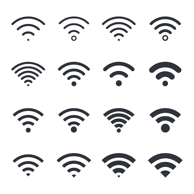 Vector conjunto de iconos wifi símbolo de internet inalámbrico colección de señal de zona de internet gratuita icono de vector de punto de acceso