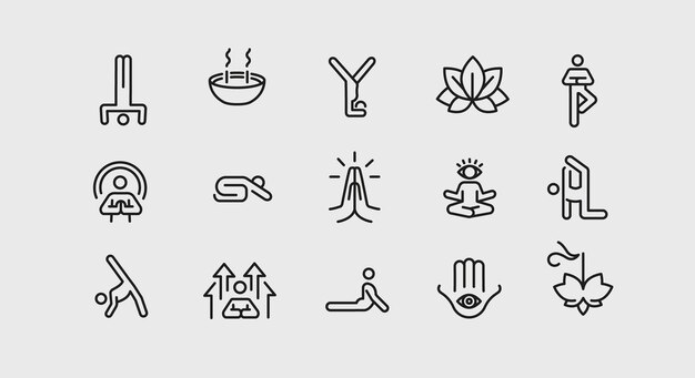 Conjunto de iconos de yoga y meditación