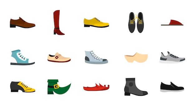 Conjunto de iconos de zapatos. Conjunto plano de zapatos vector colección de iconos aislado