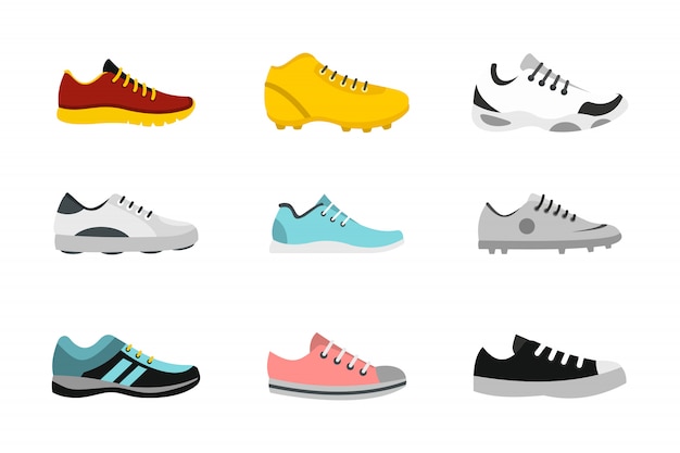 Conjunto de iconos de zapatos de deporte. conjunto plano de zapatos deportivos vector colección de iconos aislado