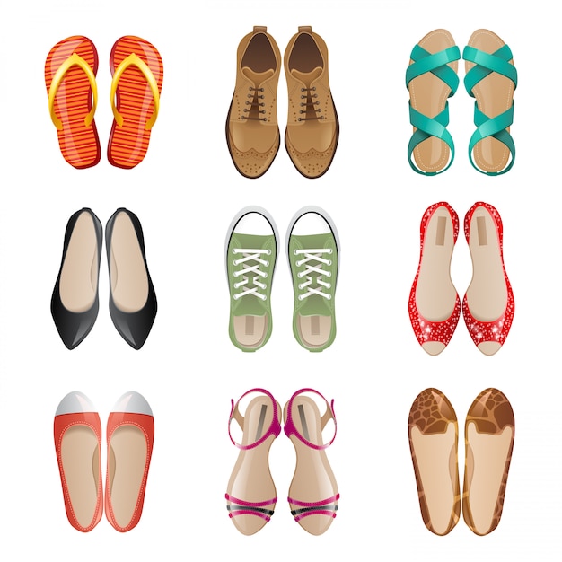 Vector conjunto de iconos de zapatos de mujer