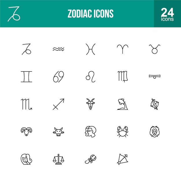 Conjunto de iconos del zodiaco
