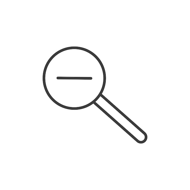 Conjunto de iconos de zoom out, espejo de ampliación con signo menos en estilo negro lleno y delineado