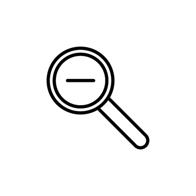 Conjunto de iconos de zoom out, espejo de ampliación con signo menos en estilo negro lleno y delineado