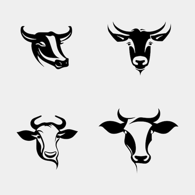 Conjunto de idea de diseño de vector de cabeza de vaca