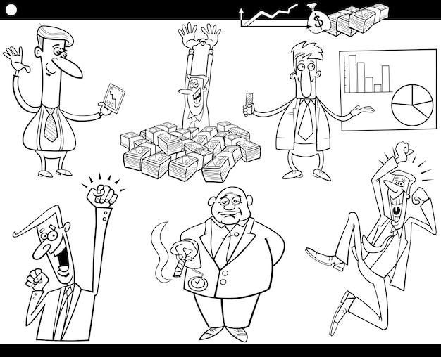 conjunto de ideas y conceptos de dibujos animados de negocios