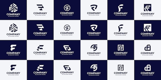 Conjunto de ideas creativas de diseño de logotipos de empresas.