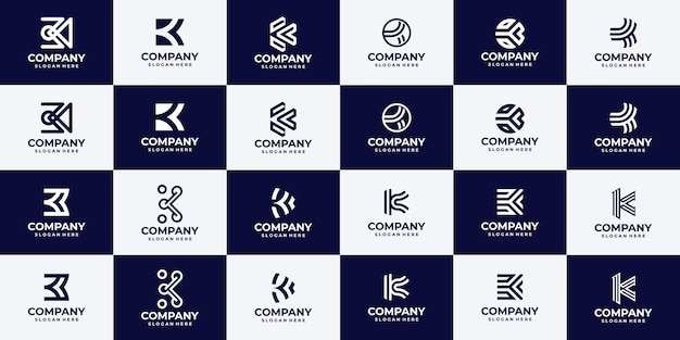 Conjunto de ideas creativas de diseño de logotipos de empresas.