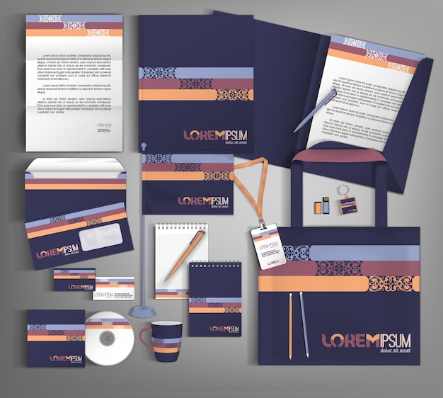 Conjunto de identidad corporativa Hermoso conjunto de negocios abstractos statione