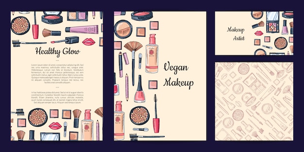 Conjunto de identidad de marca de belleza o maquillaje.