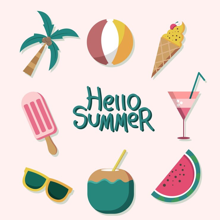 Vector conjunto sin igual de artículos para vacaciones de verano imagen vectorial de un objeto de baño en la playa un patrón sobre un tema de verano con baño