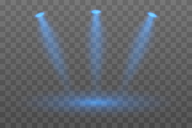 Conjunto de iluminación azul proyector Tres haces enfocados reflectores montados en el techo iluminación de escenario de brillo cálido decoración moderna configuración de eventos iluminación brillante diseño profesional