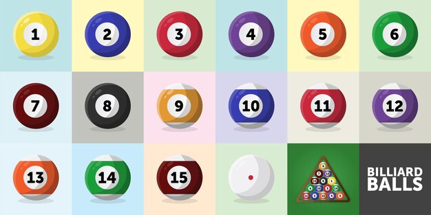 Conjunto de ilustración abstracta de bolas de billar EPS 10 Vector libre