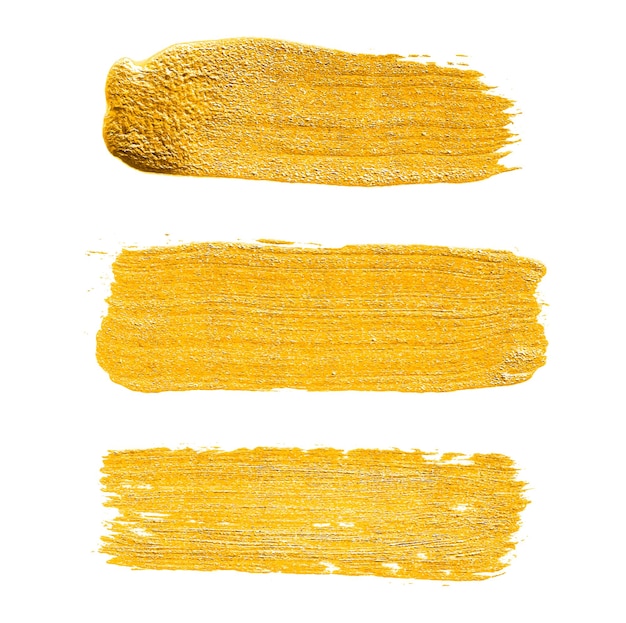 Conjunto de ilustración abstracta de mancha de pintura de textura de acuarela dorada. Trazo de pincel brillante para ti increíble