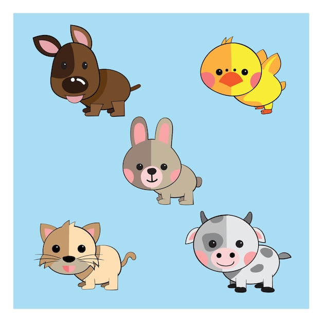 conjunto de ilustración de animales lindos