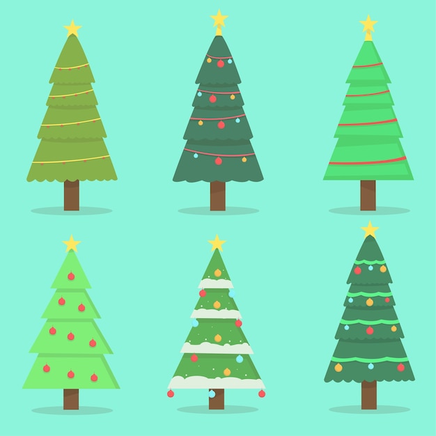 Conjunto de ilustración de árbol de navidad