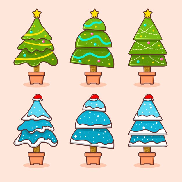 conjunto de ilustración de árbol de navidad