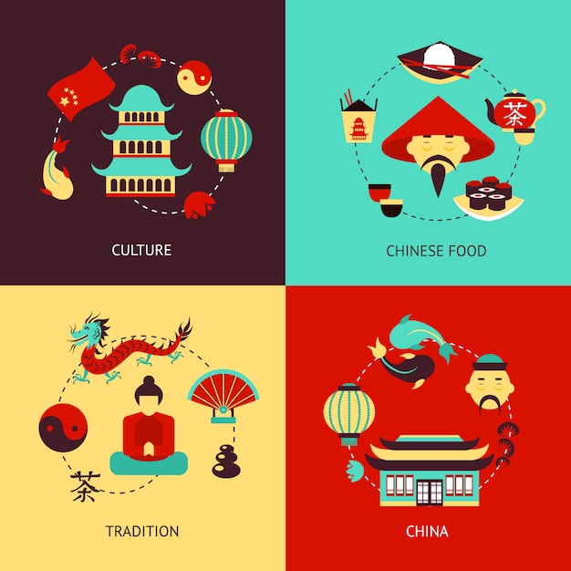 Conjunto de ilustración de china