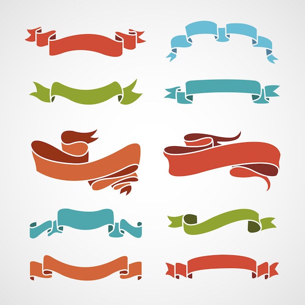 Conjunto de ilustración de cintas de diseño plano a todo color