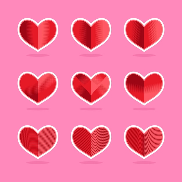 Conjunto de ilustración de dibujos animados de corazón de amor