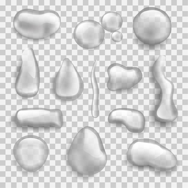 Conjunto de ilustración de diferentes gotas de agua