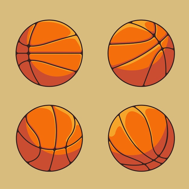 Conjunto de ilustración de diseño de vector de baloncesto.